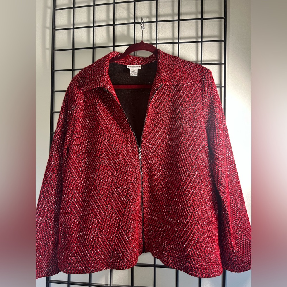 Alfred Dunner jacket in red black and silver